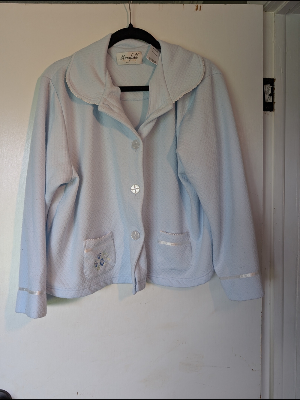 Light Blue Women's Teddy Jacket Vintage Sleepwear